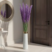 Artificial Purple Pampas Grass with White Floor Vase | Luxury Indoor Home & Office Decor