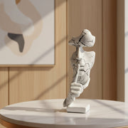 Silent Thinker Face Ceramic Sculpture