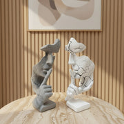 Silent Thinker Face Ceramic Sculpture