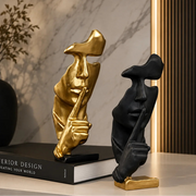Silent Thinker Face Ceramic Sculpture