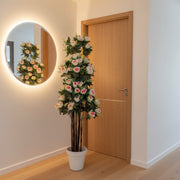 Artificial White & Pink Rose Tree in Decorative Pot