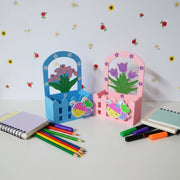 Handcrafted Wooden Flower Pen Holder