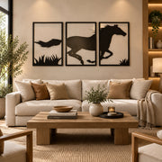 3-Piece Black Horse Silhouette Wall Frame
