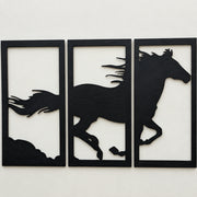 3-Piece Black Horse Silhouette Wall Frame