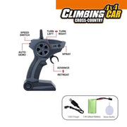 RC 4x4 Climbing Car with Smoke Spray & Adjustable Speed