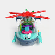 Transparent Gear Helicopter with Light & Sound | YJ388-66 Universal Wheel Toy