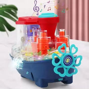 BO Transparent Gear Land Ship With Light & Music YJ388-67 | Battery Operated Toy for Kids