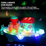 BO Transparent Gear Land Ship With Light & Music YJ388-67 | Battery Operated Toy for Kids