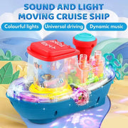 BO Transparent Gear Land Ship With Light & Music YJ388-67 | Battery Operated Toy for Kids