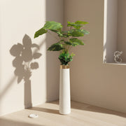 Artificial Elephant Ear Plant (Alocasia) in Decorative White Floor Vase
