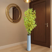 Artificial Yellow Cosmos Flower Plant with White Floor Vase | Premium Decorative Flower Arrangement for Home & Office