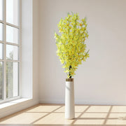 Artificial Yellow Cosmos Flower Plant with White Floor Vase | Premium Decorative Flower Arrangement for Home & Office