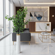 Artificial Ficus Plant in Decorative White Floor Vase
