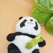Cute Panda Plush Toy with Bamboo Pouch